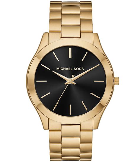 michael kors slim runway gold-tone double wrap watch|Michael Kors men's watches black.